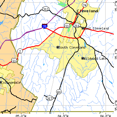 Zip code 37311 close-up map