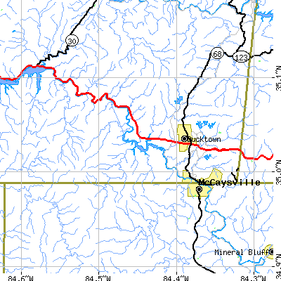 Zip code 37317 close-up map