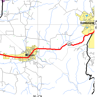 Zip code 37318 close-up map