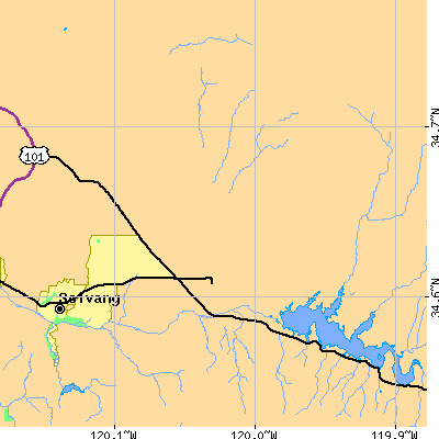 Zip code 93460 close-up map
