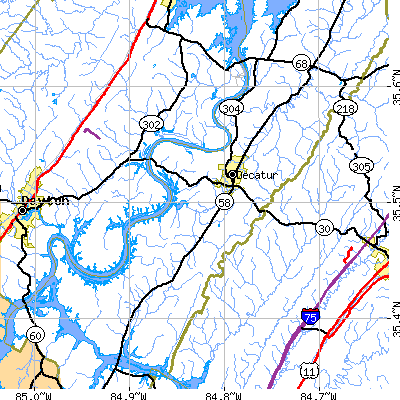 Zip code 37322 close-up map