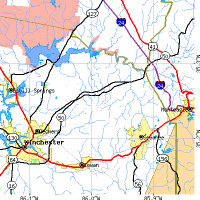 Zip code 37324 close-up map