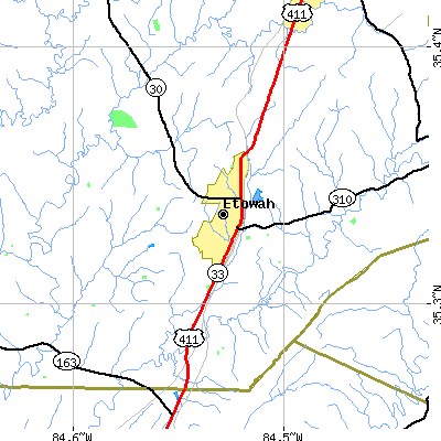 Zip code 37331 close-up map