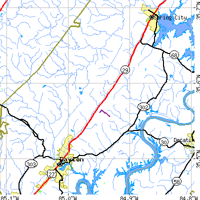 Zip code 37332 close-up map