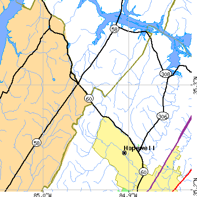 Zip code 37336 close-up map