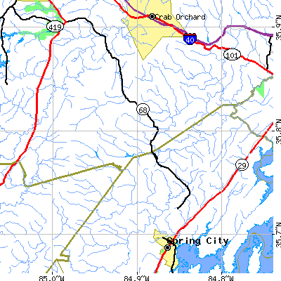 Zip code 37337 close-up map