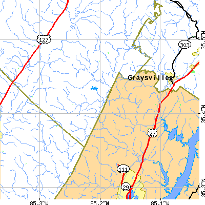 Zip code 37338 close-up map