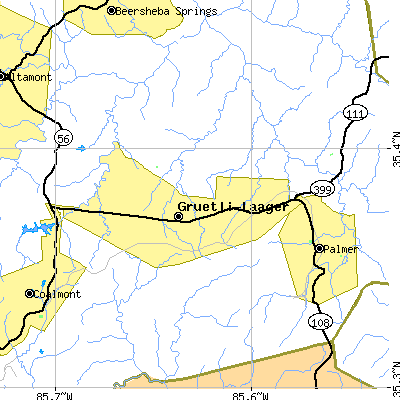 Zip code 37339 close-up map