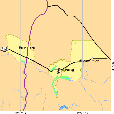 Zip code 93463 close-up map