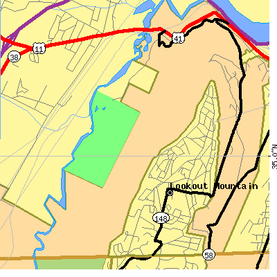 Zip code 37350 close-up map