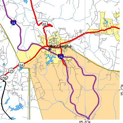 Zip code 37356 close-up map