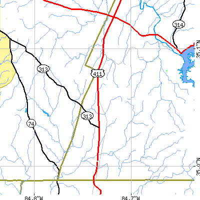 Zip code 37362 close-up map