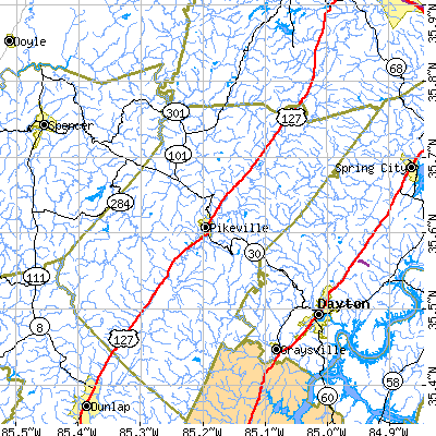 Zip code 37367 close-up map