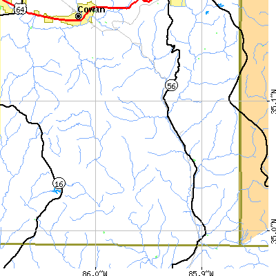 Zip code 37376 close-up map