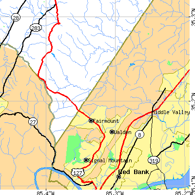 Zip code 37377 close-up map