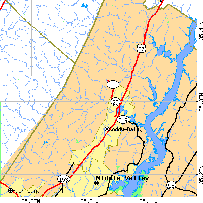 Zip code 37379 close-up map
