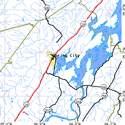 Zip code 37381 close-up map