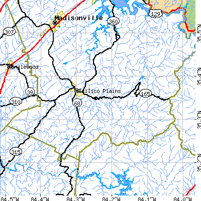 Zip code 37385 close-up map