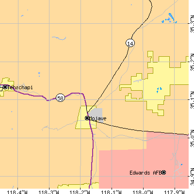 Zip code 93501 close-up map