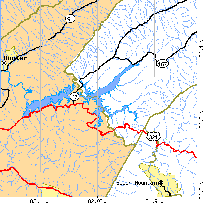 Zip code 37640 close-up map