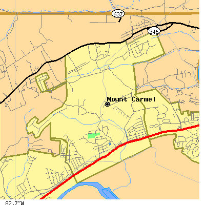 Zip code 37645 close-up map