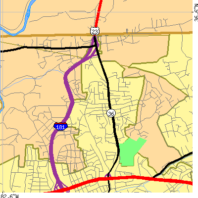 Zip code 37665 close-up map