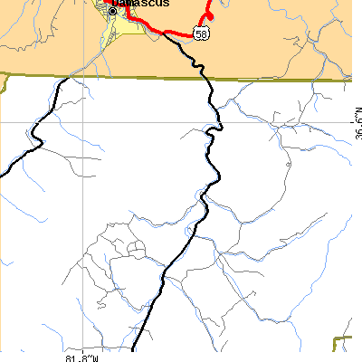Zip code 37680 close-up map