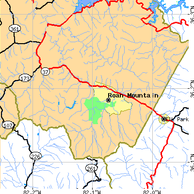 Zip code 37687 close-up map