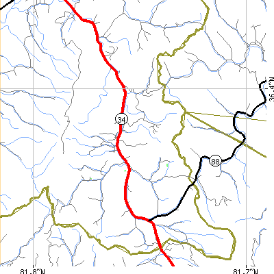 Zip code 37691 close-up map