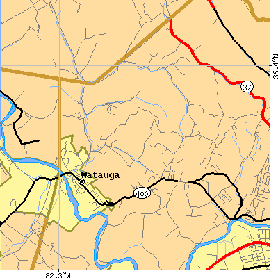 Zip code 37694 close-up map