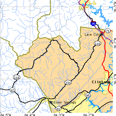 Zip code 37710 close-up map