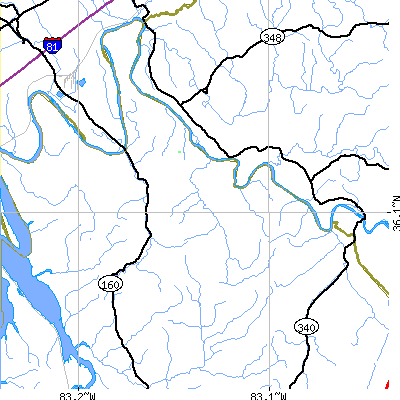 Zip code 37713 close-up map