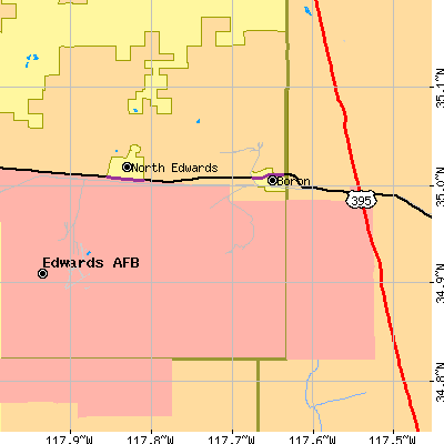 Zip code 93516 close-up map