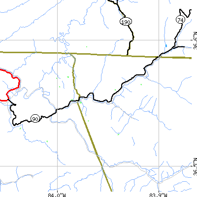 Zip code 37715 close-up map