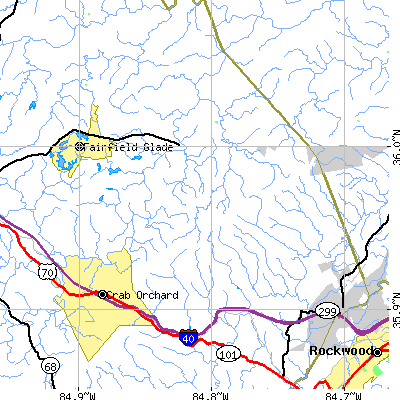 Zip code 37723 close-up map