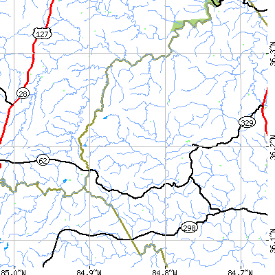 Zip code 37726 close-up map