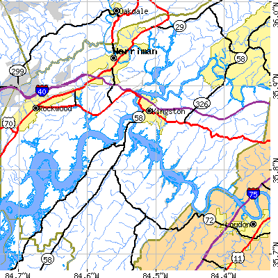 Zip code 37763 close-up map