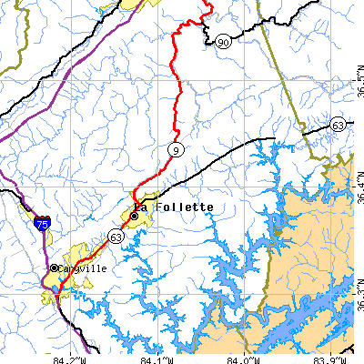 Zip code 37766 close-up map