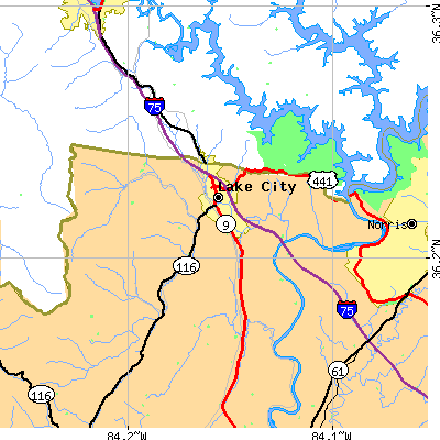 Zip code 37769 close-up map