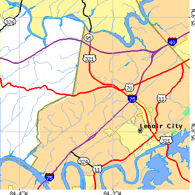 Zip code 37771 close-up map