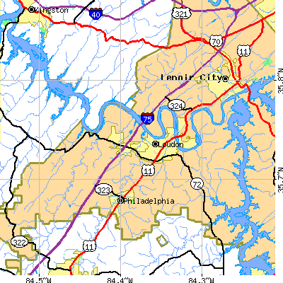 Zip code 37774 close-up map