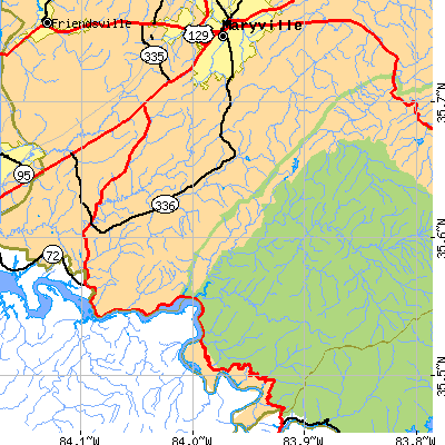 Zip code 37803 close-up map