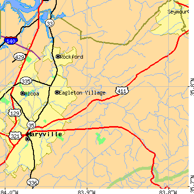 Zip code 37804 close-up map