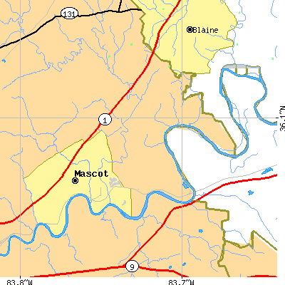 Zip code 37806 close-up map