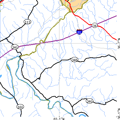 Zip code 37810 close-up map