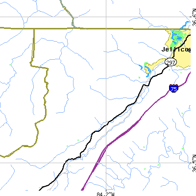 Zip code 37819 close-up map