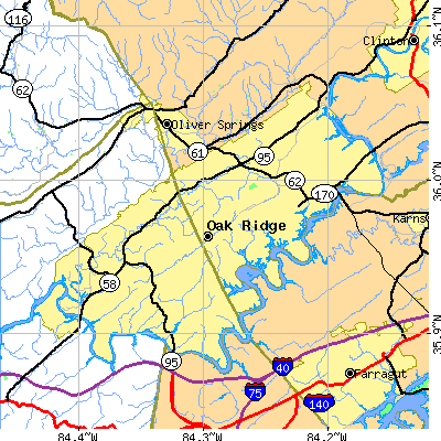 Zip code 37830 close-up map
