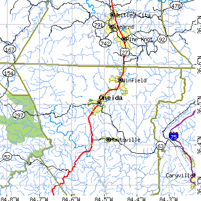 Zip code 37841 close-up map