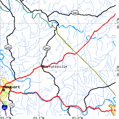 Zip code 37843 close-up map