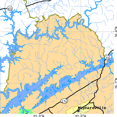 Zip code 37866 close-up map